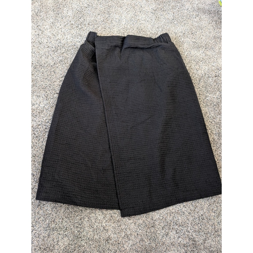 Chakir Turkish Linens Black‎ Waffle Weave Wrap Spa Skirt Sarong Womens Size S/M